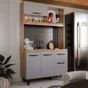 Ver imagem 1 de Armário de Cozinha com Balcão Compacta Tina 4 Portas 1 Gaveta Freijó/cinza - Panorama Móveis