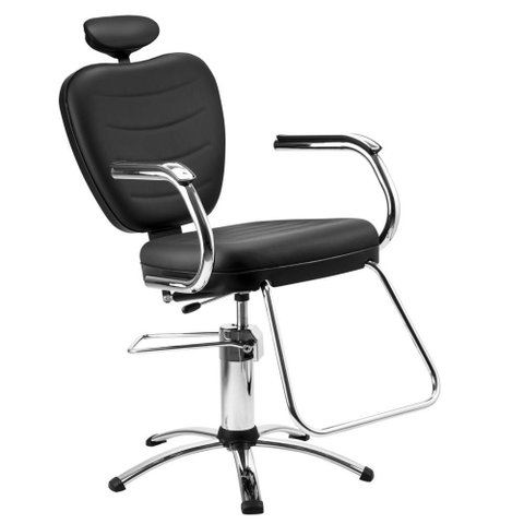 Cadeira Reclinável para Salão Cabeleireiro Top Preta Dompel