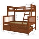 Ver imagem 3 de Treliche com Cama de Casal Castanho Claro c/ Cama Auxiliar 3 Gavetas Madeira Pinus - Saraiva 104.02.