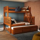 Ver imagem 1 de Treliche com Cama de Casal Castanho Claro c/ Cama Auxiliar 3 Gavetas Madeira Pinus - Saraiva 104.02.