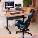 Ver imagem 4 de Mesa Ergonômica Dupla Tampo Rústico 4 Rodízios Altura Ajustável - Preto
