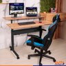 Mesa Ergonômica Dupla Tampo Rústico 4 Rodízios Altura Ajustável - Preto - 4