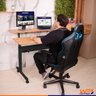 Mesa Ergonômica Dupla Tampo Rústico 4 Rodízios Altura Ajustável - Preto - 5
