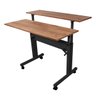 Mesa Ergonômica Dupla Tampo Rústico 4 Rodízios Altura Ajustável - Preto - 1