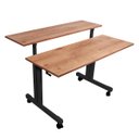 Ver imagem 2 de Mesa Ergonômica Dupla Tampo Rústico 4 Rodízios Altura Ajustável - Preto