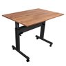 Mesa Ergonômica Dupla Tampo Rústico 4 Rodízios Altura Ajustável - Preto - 3