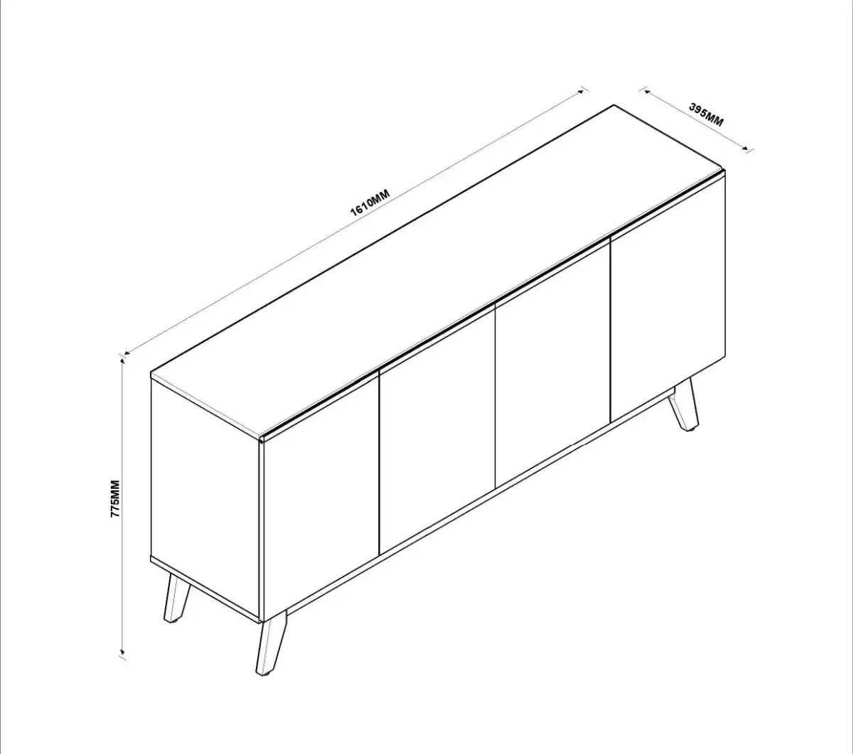 Aparador Armário Buffet Ares Lux 4 Portas C/ Base Em Madeira Off White - 6