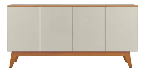 Aparador Armário Buffet Ares Lux 4 Portas C/ Base Em Madeira Off White - 7