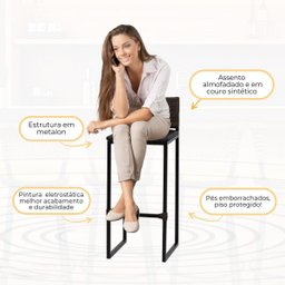Kit 6 Bancos Quadrado Junco Argila para Bancada Alta Cozinha Área Gourmet Bistrô Piscina Bar - 4