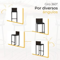 Kit 6 Bancos Quadrado Junco Argila para Bancada Alta Cozinha Área Gourmet Bistrô Piscina Bar - 5