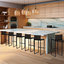 Ver imagem 6 de Kit 6 Bancos Quadrado Junco Argila para Bancada Alta Cozinha Área Gourmet Bistrô Piscina Bar