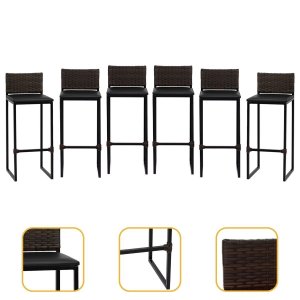 Kit 6 Bancos Quadrado Junco Argila para Bancada Alta Cozinha Área Gourmet Bistrô Piscina Bar
