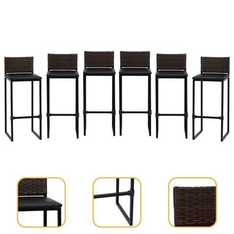 Kit 6 Bancos Quadrado Junco Argila para Bancada Alta Cozinha Área Gourmet Bistrô Piscina Bar