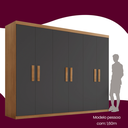 Ver imagem 6 de Guarda Roupa Casal 6 Portas 2 Gavetas MDF Petra Marrom/Imbuia/Grafite