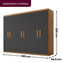Ver imagem 3 de Guarda Roupa Casal 6 Portas 2 Gavetas MDF Petra Marrom/Imbuia/Grafite
