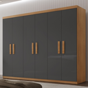 Ver imagem 1 de Guarda Roupa Casal 6 Portas 2 Gavetas MDF Petra Marrom/Imbuia/Grafite