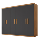 Ver imagem 2 de Guarda Roupa Casal 6 Portas 2 Gavetas MDF Petra Marrom/Imbuia/Grafite