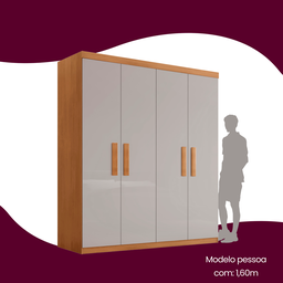 Guarda Roupa Solteiro 4 Portas 2 Gavetas Petra - 6
