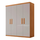 Ver imagem 2 de Guarda Roupa Solteiro 4 Portas 2 Gavetas Petra Marrom/Imbuia/Off White