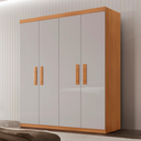 Ver imagem 1 de Guarda Roupa Solteiro 4 Portas 2 Gavetas Petra Marrom/Imbuia/Off White