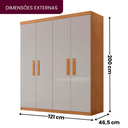 Ver imagem 3 de Guarda Roupa Solteiro 4 Portas 2 Gavetas Petra Marrom/Imbuia/Off White