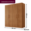 Ver imagem 3 de Guarda Roupa Solteiro 4 Portas 2 Gavetas MDF Petra Marrom/Imbuia