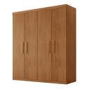 Ver imagem 2 de Guarda Roupa Solteiro 4 Portas 2 Gavetas MDF Petra Marrom/Imbuia