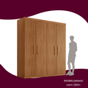 Ver imagem 6 de Guarda Roupa Solteiro 4 Portas 2 Gavetas MDF Petra Marrom/Imbuia