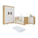 Ver imagem 1 de Quarto de Bebê Completo C/ Berço Americano 3 em 1 Colchão Fofura Multimóveis Mp4665 Madeirado/