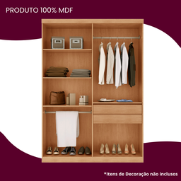 Guarda Roupa Solteiro 4 Portas 2 Gavetas MDF Petra  - 5