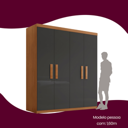 Guarda Roupa Solteiro 4 Portas 2 Gavetas MDF Petra  - 6