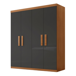 Guarda Roupa Solteiro 4 Portas 2 Gavetas MDF Petra Marrom/Imbuia/Grafite - 2 Guarda Roupa Solteiro 4 Portas 2 Gavetas MDF Petra Marrom/Imbuia/Grafite - 2