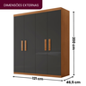 Guarda Roupa Solteiro 4 Portas 2 Gavetas MDF Petra  - 3