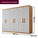 Ver imagem 3 de Guarda Roupa Casal 6 Portas 2 Gavetas Petra Marrom/Imbuia/Off White