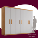 Ver imagem 5 de Guarda Roupa Casal 6 Portas 2 Gavetas Petra Marrom/Imbuia/Off White