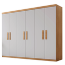 Ver imagem 2 de Guarda Roupa Casal 6 Portas 2 Gavetas Petra Marrom/Imbuia/Off White
