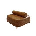 Ver imagem 2 de Poltrona Ilha Recepção Corino Modena Ocre | Design Sofisticado Loja Consultório - Montanari's Decor