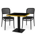 Ver imagem 1 de Conjunto Mesa de Jantar Redonda Venezia 70x70cm Preta com 2 Cadeiras Roma - All Black