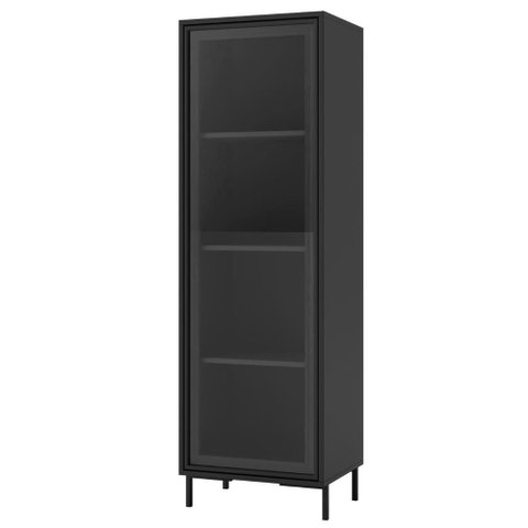 Cristaleira Alta Refresh 1 Porta de Vidro 3 Prateleiras Preto com Sistema Push To Open - Brv Móveis