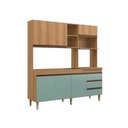 Ver imagem 1 de Armário de Cozinha Compacta em Mdp Mel e Verde 1,95 X 1,85 M Splendore
