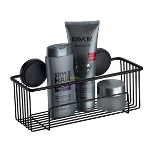 Suporte Shampoo Multiuso Banheiro com Adesivo sem Furo Preto