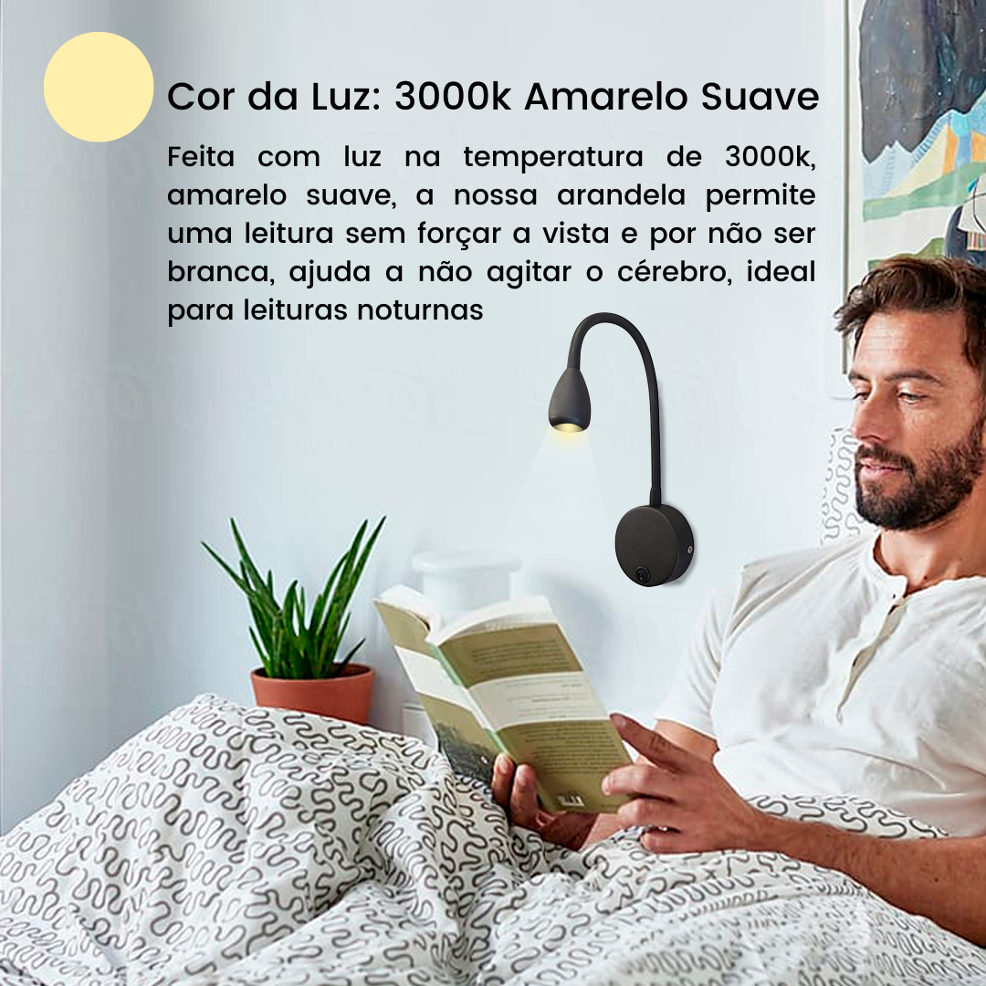 Arandela De Cama Para Leitura Classic C/ Haste Fixa