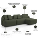 Ver imagem 4 de Sofá 4 Lugares com Chaise Direito Sala Living 288cm Arlo F04 Linho Verde - Lyam Decor