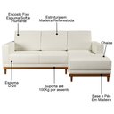 Ver imagem 4 de Sofá Living 200cm 3 Lugares com Chaise Direito Kayrós D05 Linho Cru - Mpozenato