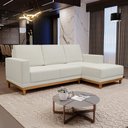 Ver imagem 2 de Sofá Living 200cm 3 Lugares com Chaise Direito Kayrós D05 Linho Cru - Mpozenato
