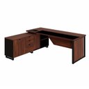Ver imagem 2 de Mesa Executiva com Armário Lateral e Caixa de Tomadas 3 Gavetas 180cm Corporate Louro Preto