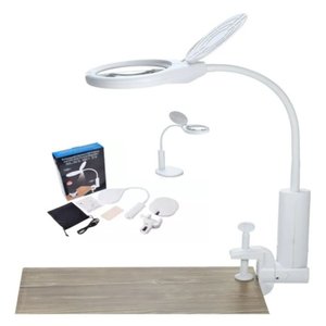Lupa Led Profissional Mesa Bancada Luminaria Estetica Clip 2 em 1 Iluminacao Eletronica Lente de Aum