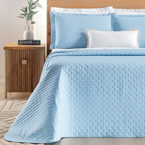 Conjunto Cama Casal King Size Lory 200 Fios Bordado 100%algodao Verity:azul