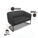 Ver imagem 1 de Sofá Namoradeira 2 Lugares Base Industrial Preto Stella Corino D03 - D'Rossi Cor Preto