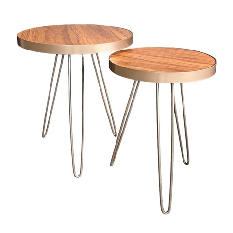 Conjunto Mesa Lateral Siena Cumaru BELI HOUSE Champagne